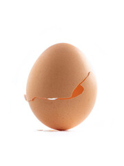Broken eggshell like a new birth isolated on white background