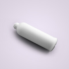 3D rendering blank white cosmetic plastic bottle with push pull cap isolated on grey background. fit for your mockup design.