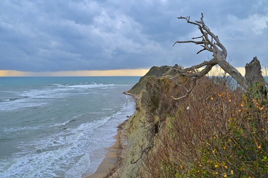 Kepi i Rodonit in the North West of Albania on a cloudy day