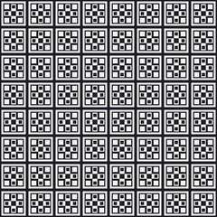Squared tile and crossed ornament. Vector monochrome squares decorative tile.