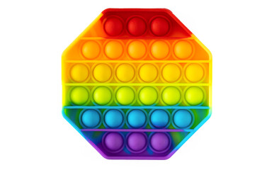Color pop it antistress toy for children. rainbow octagon shaped isolated on white background . Pop it toy