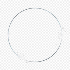 Silver glowing circle frame with sparkles