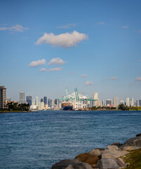 Fototapeta premium View of port from Miami Beach
