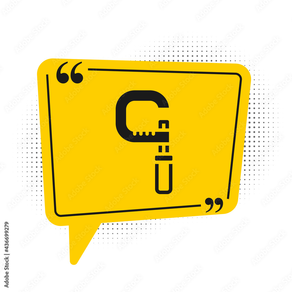 Poster black micrometer icon isolated on white background. measuring engineer tool. universal device design