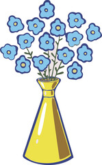 Parting icon, vase of flowers. Vector.