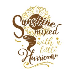 Sunshine mixed with a little hurricane quote lettering
