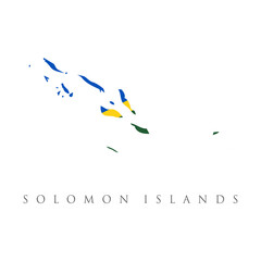 Solomon Islands country flag inside map contour design icon logo. Map of Solomon Islands with flag - vector illustration. Country Flag Travel and Tourism concept