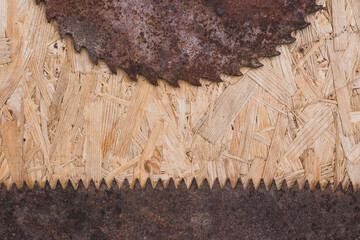 
old vintage labor tools on wooden background, labor day, blank copy space