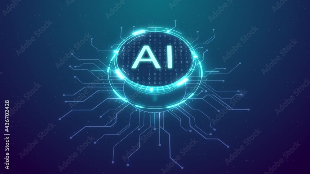 Poster technology looped background, digital circuit board. artificial intelligence ai, machine learning an