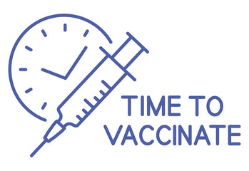 Syringe with timer. Vaccination schedule line icon. Time to vaccinate. Immunization concept. Health care and protection. Stop pandemic coronavirus. Antiviral medical concept