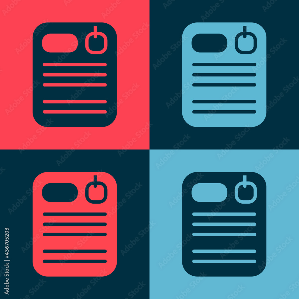 Poster pop art dossier folder icon isolated on color background. vector