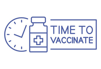 Medical vial with timer. Vaccination schedule line icon. Time to vaccinate. Immunization concept. Health care and protection. Antiviral medical concept