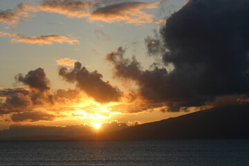 Tropical Sunset Showing the Sky Gradually Changing Color
