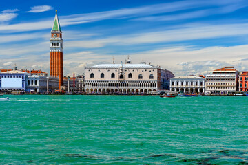 Fototapeta na wymiar Piazza San Marco and Doge's Palace (Palazzo Ducale) in Venice, Italy. Architecture and landmark of Venice. Cityscape of Venice.