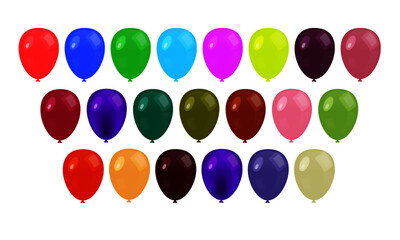 set of colourful balloons for birthday, anniversery