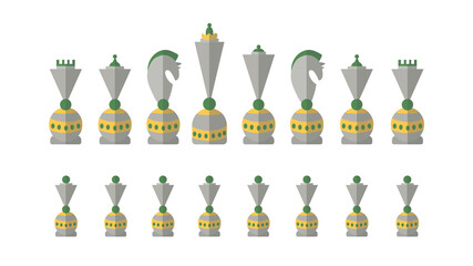 Custom collection of chess. Chess tournament. Set of  silhouettes chess  on white background.  Chess icon included king, queen, bishop, knight, rook, pawn. Flat vector illustration.