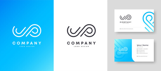 Flat minimal Colorful Initial JP PJ Logo With Premium Corporate Stylish Business Card Design Vector Template for Your Company Business