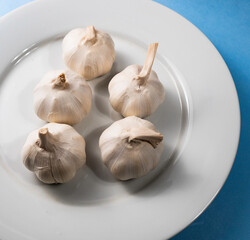 Fresh garlic on the table