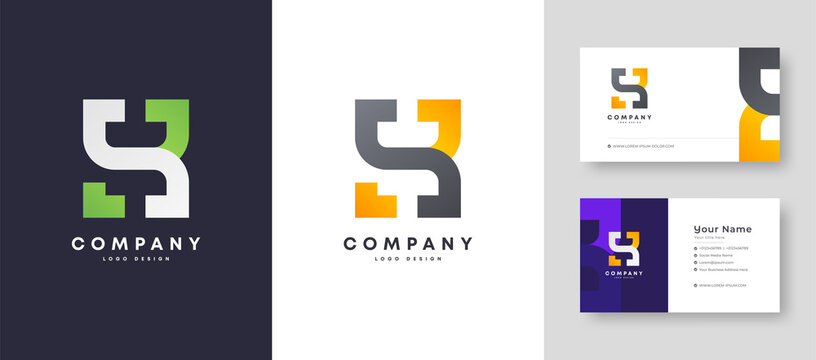 Flat minimal Colorful Initial SB BS Logo With Premium Corporate Stylish Business Card Design Vector Template for Your Company Business