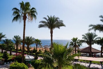 Obraz na płótnie Canvas Recreation area on tropical hotel resort