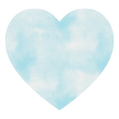 Heart shaped abstract watercolor illustration in blue shades