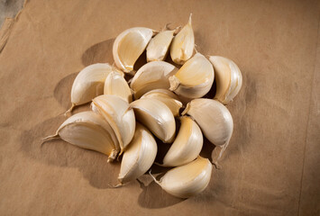 Fresh garlic on the table
