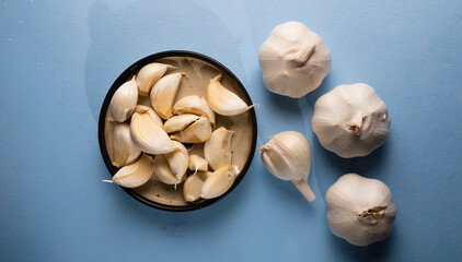 Fresh garlic on the table