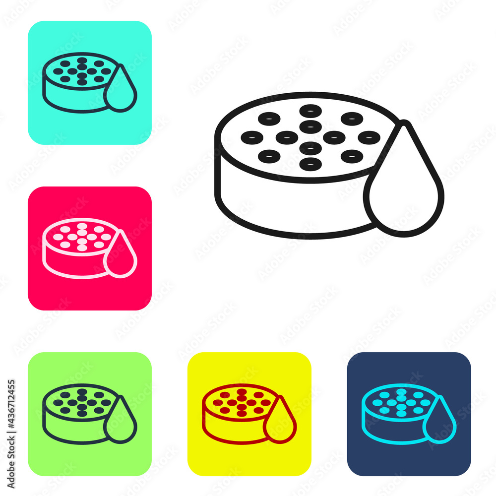 Poster black line water sensor icon isolated on white background. set icons in color square buttons. vector