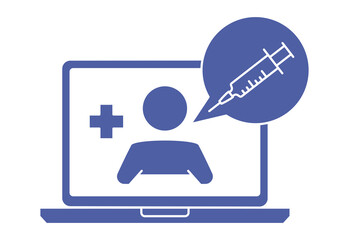 Laptop screen with therapist on chat. Online consultation with doctor. Ask a doctor. Online medical advice or consultation service, telemedicine. Glyph icon