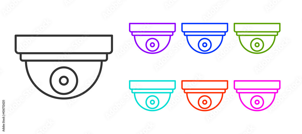 Poster black line motion sensor icon isolated on white background. set icons colorful. vector