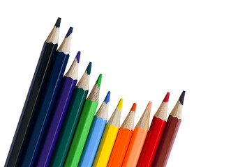 Fototapeta premium Diagonal colored pencils isolate