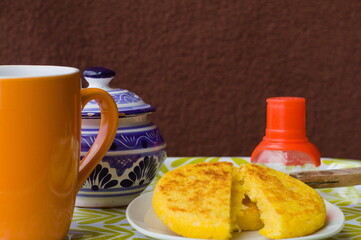Making of arepas for breakfast, isolated, 