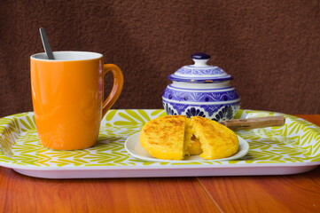 Making of arepas for breakfast, isolated, 