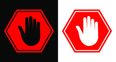 red hexagon style stop symbol