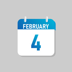 White daily calendar Icon February in a Flat Design style. Easy to edit Isolated vector Illustration.