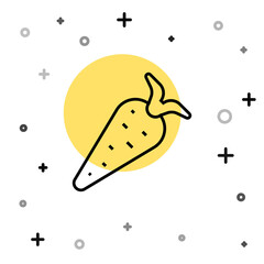Black line Carrot icon isolated on white background. Random dynamic shapes. Vector