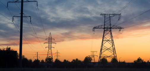 power lines wires on poles away light