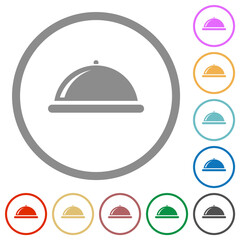 Food tray with gloss flat icons with outlines