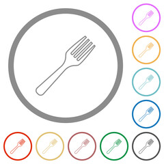 Single fork flat icons with outlines