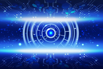 Abstract dark blue background futuristic. Molecules technology with polygonal shapes, Illustration design digital technology concept.