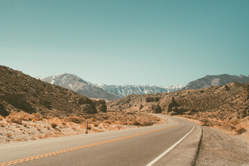 Beautiful landscape and road leading up to Mountain Charleston Nevada, through the desert