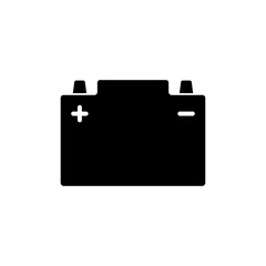 Car battery icon. Black silhouette. Front view. Vector simple flat graphic illustration. The isolated object on a white background. Isolate.