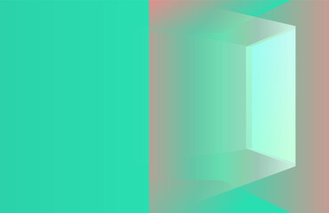 Obraz premium Neon green glow ambient empty blank room and light from window. futuristic minimal illustration background template