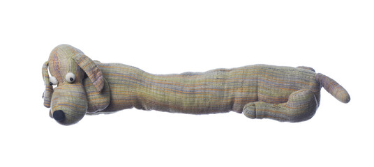 toy dachshund dog,vintage children plush dog isolated on white background