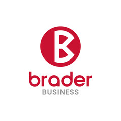Letter Initial B Brader in Red Circle Round Logo Design Template. Suitable for Brand Apparel Business Company Corporate Simple Flat Modern Logo Design