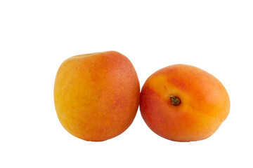 Fototapeta na wymiar Ripe apricots isolated on a white background.