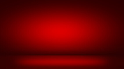 Red background abstract gradient spotlight room texture background. Studio backdrop wallpaper light room wall color red and empty space.