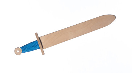 childrens wooden sword isolated on white background