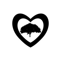 Tree in heart icon isolated on white background