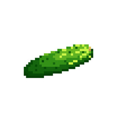 Obraz premium Pixel cucumber vector illustration. Pixel art vegetable cucumber icon.